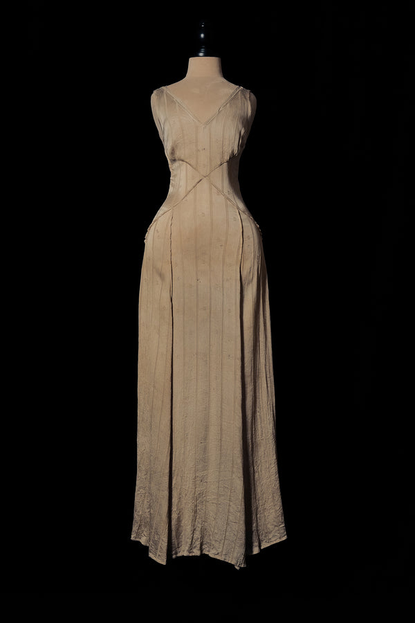 Mutedance 25 Spring/Summer Deep V-neck Silk Short Sleeve Dress MD-MD25SS29-BEIGE (MD25SS28)